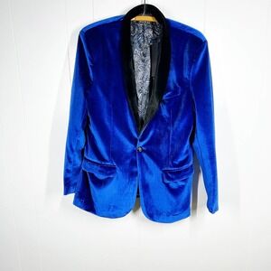 NEW Wzikai Blue Velvet One Button Blazer Small